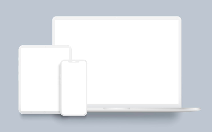 Vector maqueta de arcilla para computadoras portátiles, tabletas y teléfonos móviles