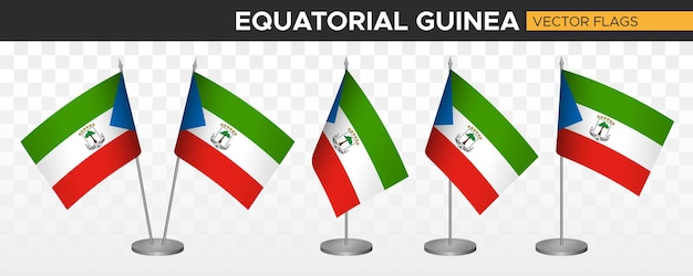Maqueta de banderas de escritorio de guinea ecuatorial ilustración vectorial 3d bandera de mesa de guinea ecuatorial