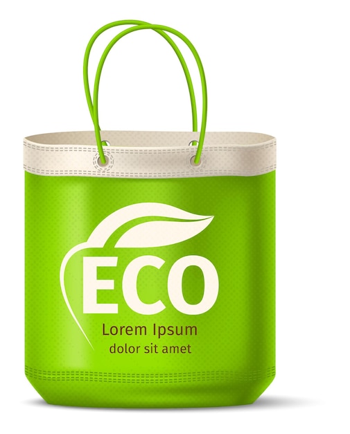 Maqueta de bolsa de algodón ecológico. Bolso de compras reutilizable aislado sobre fondo blanco.