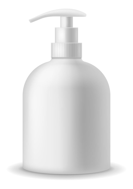 Maqueta de bomba de botella de plástico Paquete en blanco realista