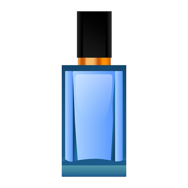 Maqueta de botella de perfume azul Ilustración realista de maqueta de vector de botella de perfume azul para diseño web aislado sobre fondo blanco