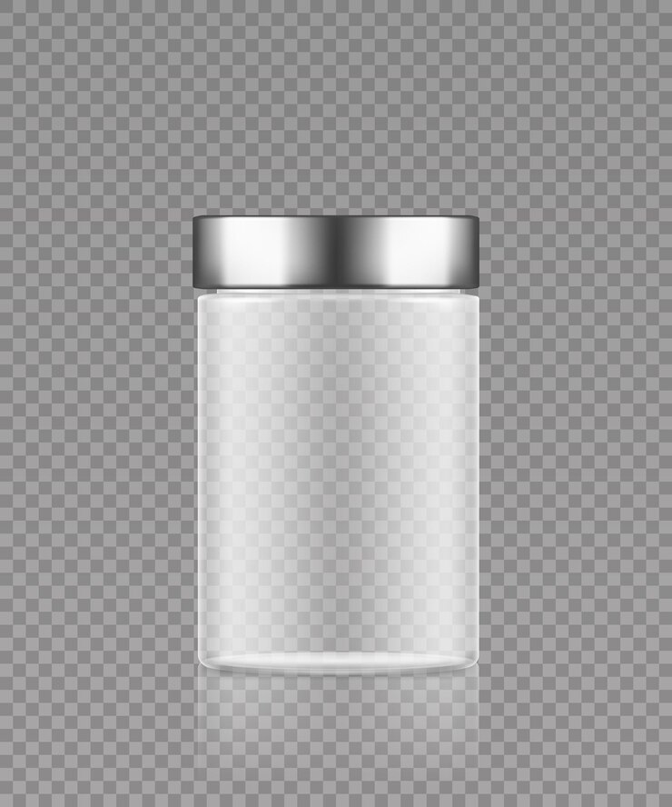 Vector maqueta de botella de plástico transparente vacía con tapa plateada para diseño de envases