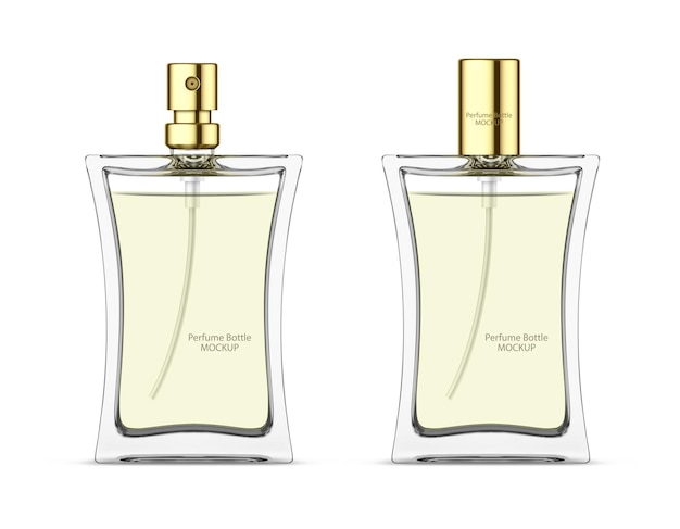 Vector maqueta de botella de vidrio de perfume diseño de paquete de plantilla de botellas cosméticas en blanco vector realista