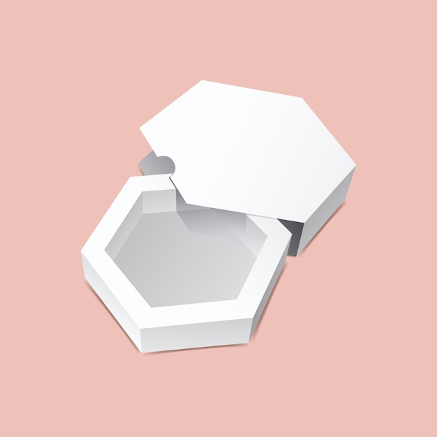 Vector maqueta de caja hexagonal deslizante