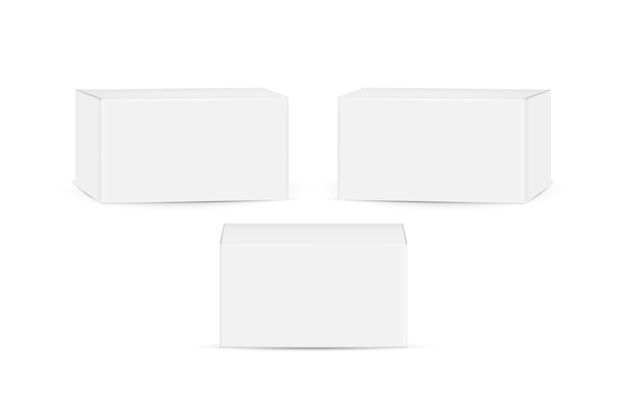 Vector maqueta de cajas de paquete de cartón en blanco blanco aislado sobre fondo blanco ilustración vectorial eps 10