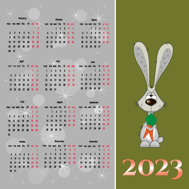 Maqueta de calendario de conejo