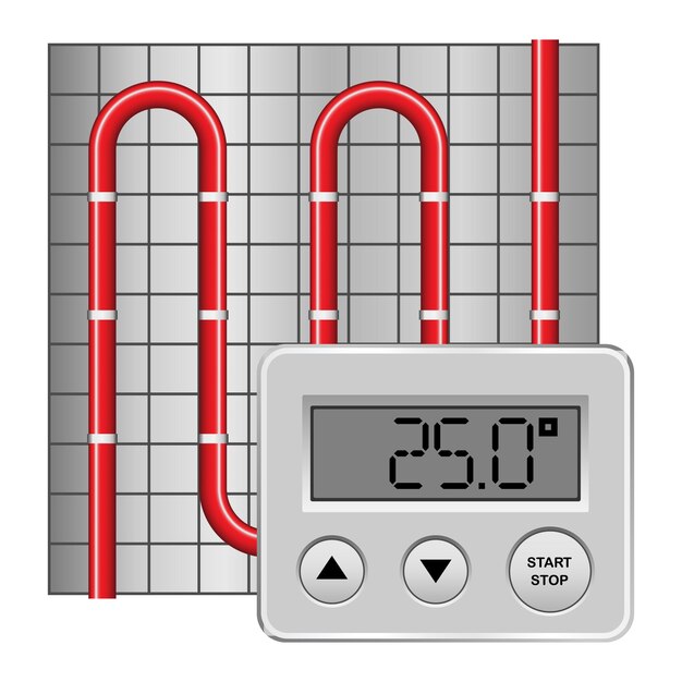 Vector maqueta de calentador digital ilustración realista de maqueta vectorial de calefacción digital para la web