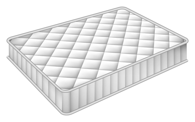 Maqueta de cama de colchón Ilustración realista de maqueta vectorial de cama de matriz para diseño web aislada sobre un fondo blanco