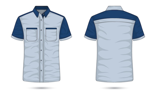 Maqueta de camisa de oficina de dos colores vista delantera y trasera