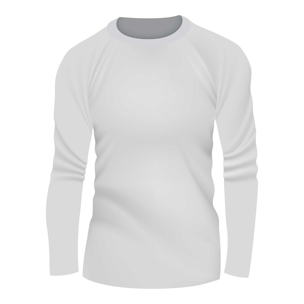 Maqueta de camiseta blanca de manga larga Ilustración realista de maqueta de vector de camiseta blanca de manga larga para web