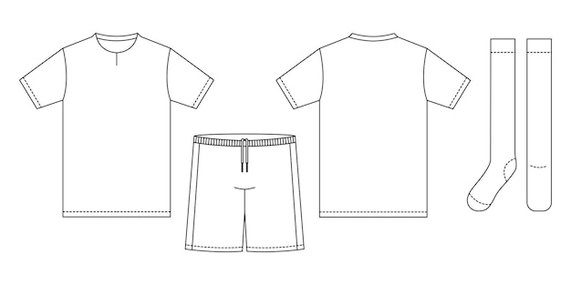 Maqueta de camiseta con contornos aislados de fondo deportivo ropa plantilla kit de tee