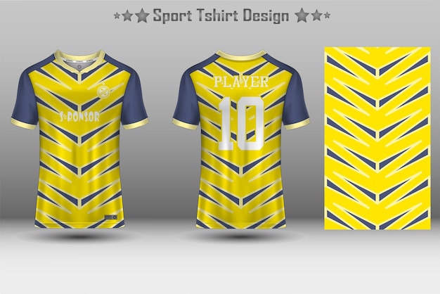Maqueta de camiseta de fútbol y maqueta de camiseta deportiva con patrón geométrico abstracto