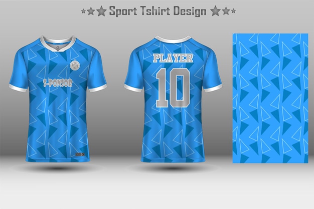 Maqueta de camiseta de fútbol y maqueta de camiseta deportiva con patrón geométrico abstracto