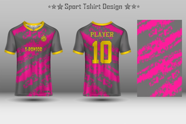 Maqueta de camiseta de fútbol maqueta de camiseta de fútbol maqueta de camiseta de ciclismo y maqueta de camiseta deportiva con patrón geométrico abstracto vector gratuito