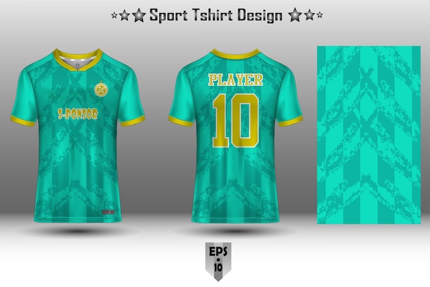 Maqueta de camiseta de fútbol maqueta de camiseta de fútbol maqueta de camiseta de ciclismo y maqueta de camiseta deportiva con patrón geométrico abstracto vector gratuito