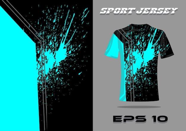 Vector maqueta de camiseta jersey de diseño azul grunge para ciclismo de juegos de fútbol