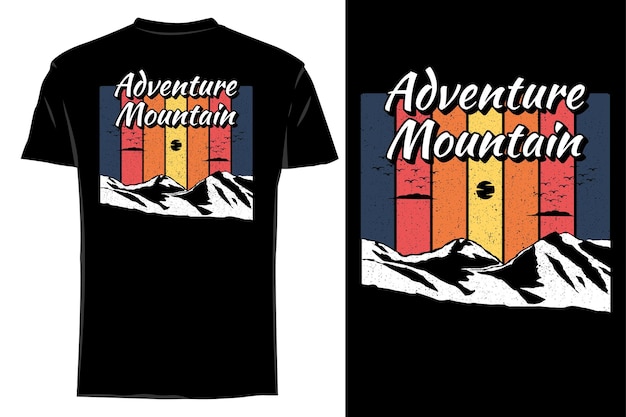 Maqueta camiseta silueta aventura montaña retro vintage