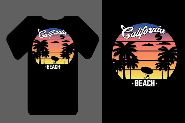 Maqueta de camiseta silueta california playa retro vintage