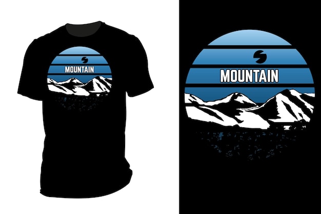 Maqueta camiseta silueta montaña retro vintage