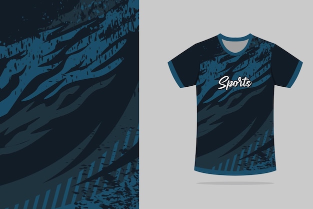Maqueta de camiseta con textura abstracta, textura grunge, línea de rayas, diseño de camisa deportiva en color negro EPS10