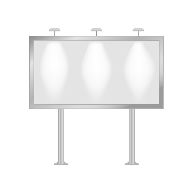 Maqueta de cartelera. Tablero de soporte de publicidad exterior horizontal en blanco. Ilustración vectorial.