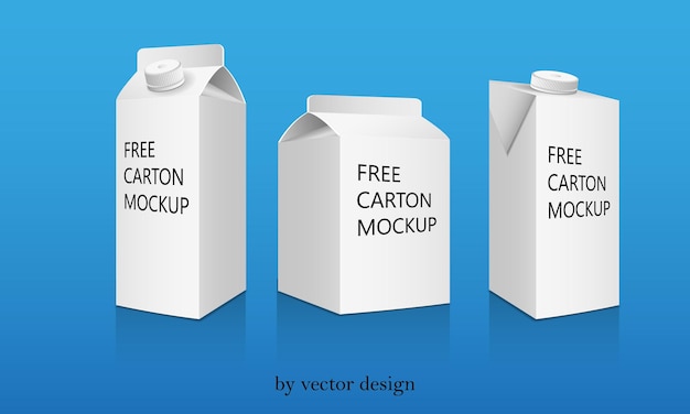 Maqueta de cartón de leche y jugo por diseño vectorial