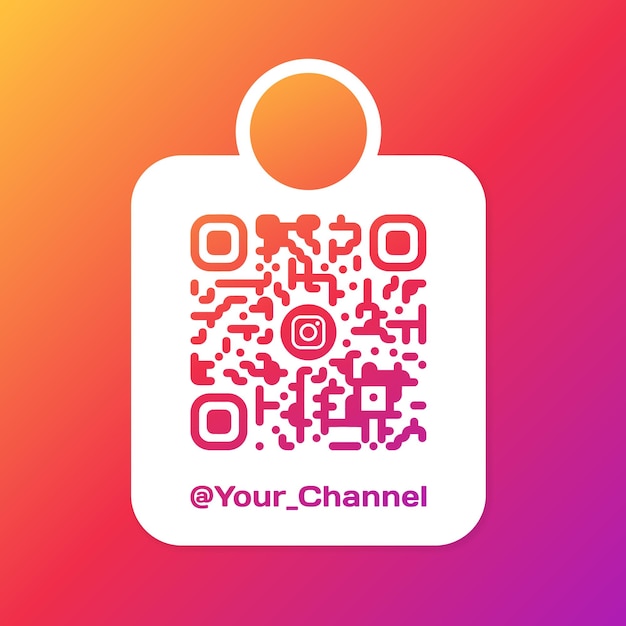Maqueta de código qr de redes sociales Instagram Lugar para el nombre de su canal Redes sociales Instagram código qr para su canal Redes sociales editoriales aisladas Icono de código qr de Instagram Ilustración vectorial