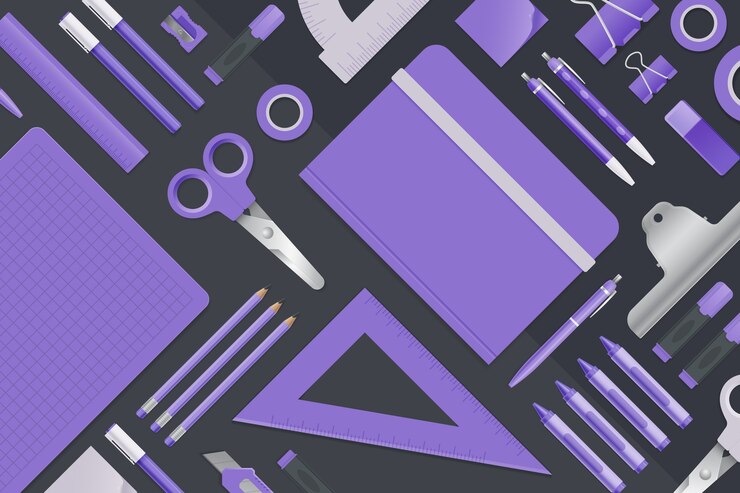 Vector maqueta de colección de papelería en estilo realista