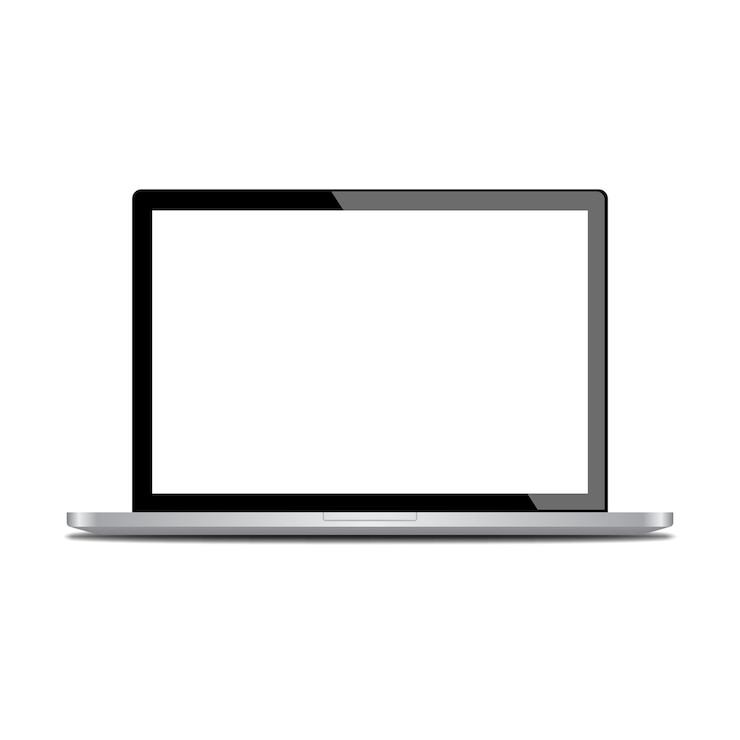 Vector maqueta de computadora portátil y pantalla transparente para una demostración de lugar fácil
