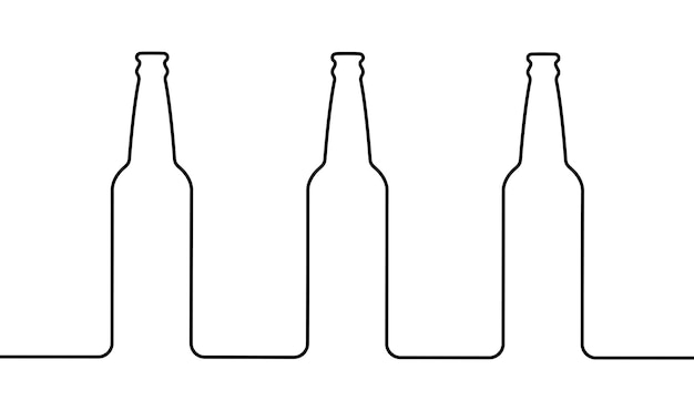 Maqueta de contorno de botella de cerveza en un estilo de línea. diseño de menú Patrón de repetición minimalista.