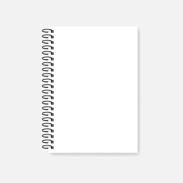 Vector maqueta de cuaderno a4 encuadernado en anillo. maqueta de diario en espiral de alambre lateral en blanco. bloc de notas blanco vacío