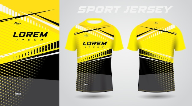 Maqueta de diseño de plantilla de jersey de deporte de fútbol de camisa negra amarilla