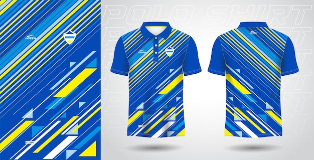 Maqueta de diseño de plantilla de jersey de sublimación de camiseta deportiva polo azul amarillo