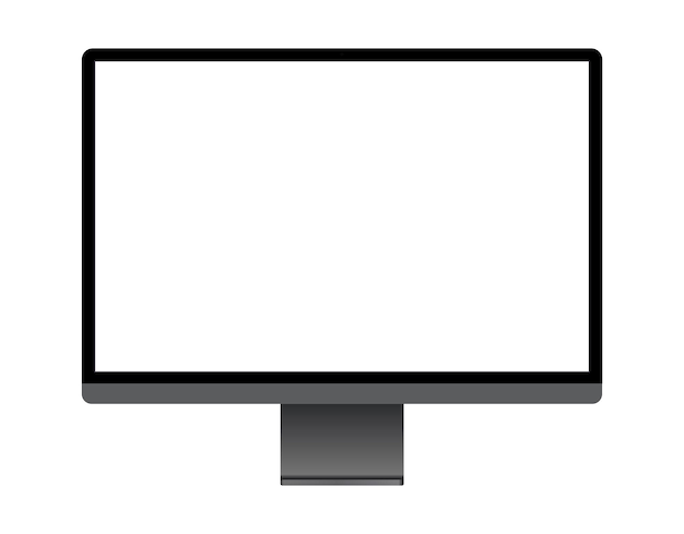 Maqueta de dispositivo Maqueta de monitor de monobloque Computadora realista con pantalla vacía Ilustración vectorial