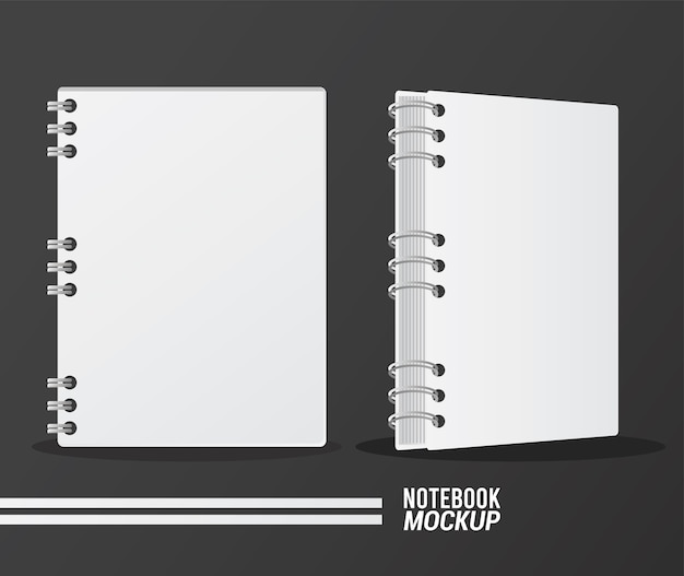 Vector maqueta de dos cuadernos color blanco.