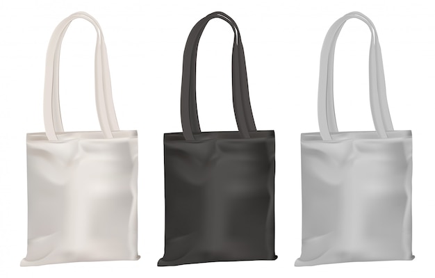 Vector maqueta eco tote. bolsa de lona de algodón de compras en blanco