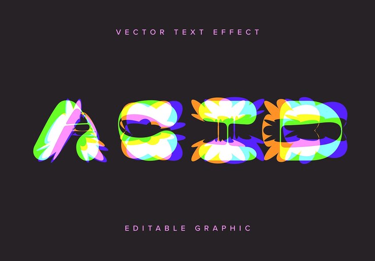 Vector maqueta de efecto de texto de vector de falla colorida
