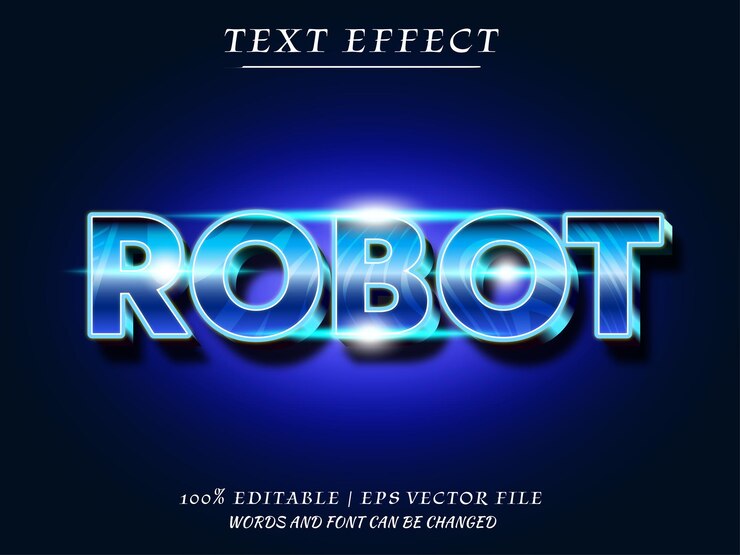 Vector maqueta de efecto de texto de vector de robot 3d efecto de texto editable