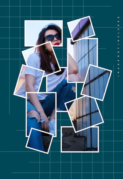 Maqueta de efecto de tiras de collage de fotos