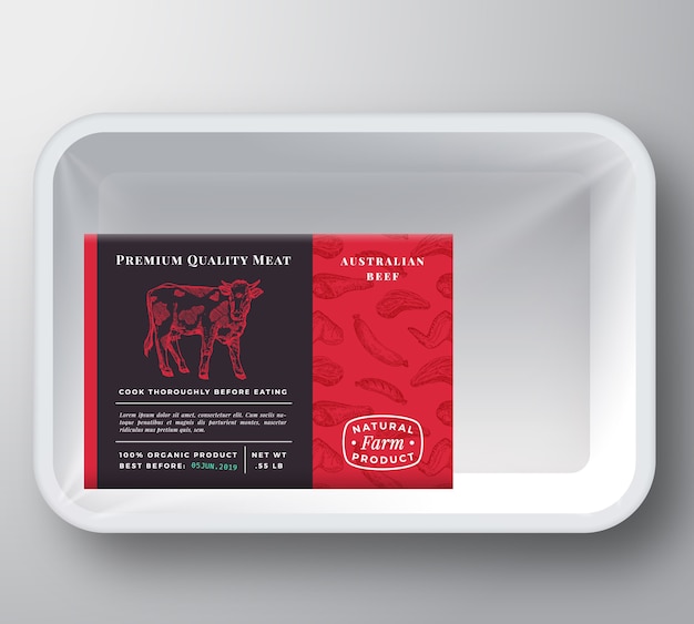 Maqueta de embalaje de contenedor de bandeja de plástico para carne