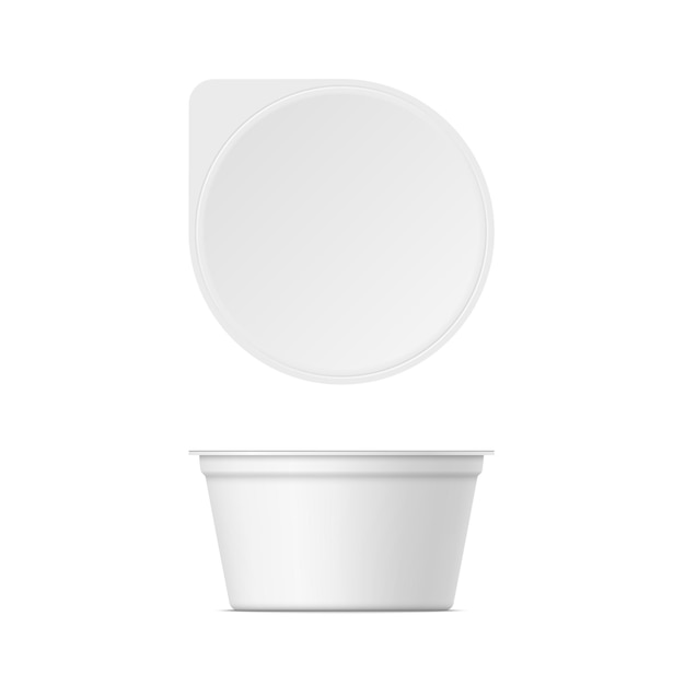 Maqueta de envase de yogur de plástico con tapa