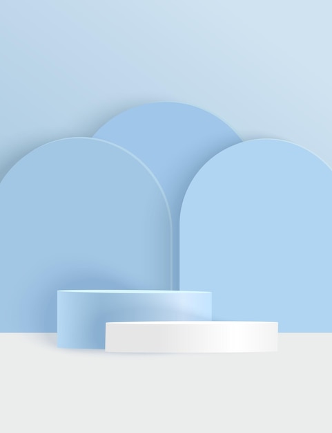 Maqueta de escenario de fondo azul abstracto para la exhibición de productos Formas azules con fondo de podio