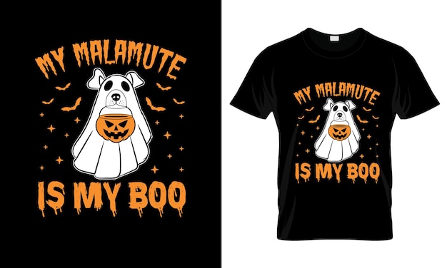 Maqueta con estampado de camiseta y camiseta gráfica colorida de My Malamute Is My BOO