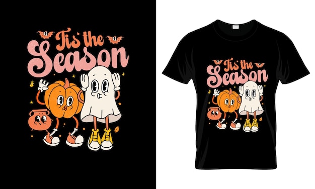 Maqueta de estampado de camiseta con gráfico colorido de tis'the season