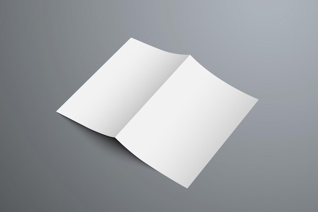 Vector maqueta de folleto bifold abierto para la presentación del diseño de la portada y la contraportada. plantilla de formulario en blanco realista aislado sobre fondo.