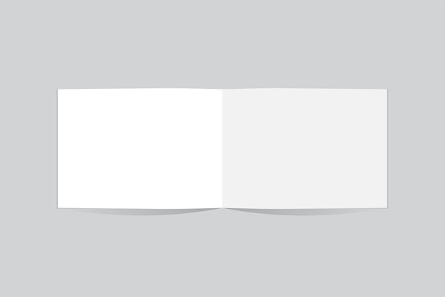 maqueta de folleto horizontal, vista superior plegada a la mitad dentro del diseño de plantilla en blanco, ilustración vectorial 3D.
