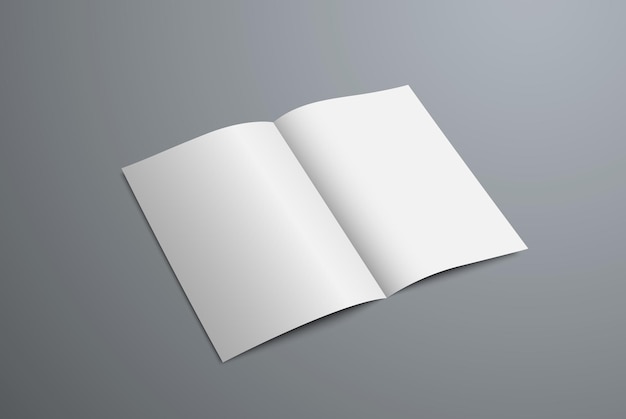 maqueta de folleto plegable abierto para diseño de presentación. Plantilla de formulario en blanco realista aislado sobre fondo.