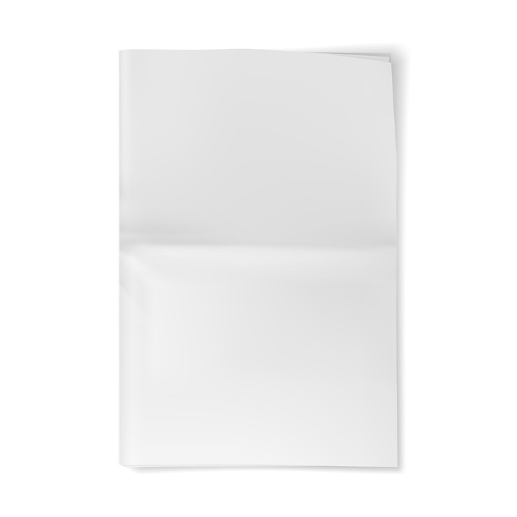 Vector maqueta de hoja de periódico en blanco. diario de papel vacío.