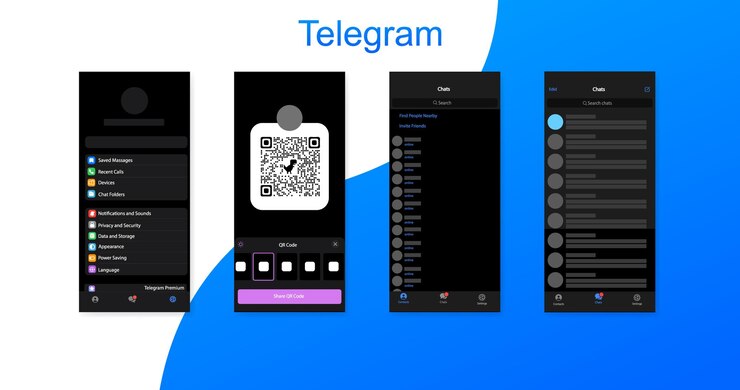 Vector maqueta de interfaz de telegram iconos de diseño de redes sociales iconos de interfaz editorial de las páginas de telegram maqueta de interfaz de redes sociales de fondo azul blanco iconos vectoriales