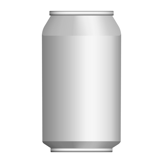 Maqueta de lata de cerveza Ilustración realista de maqueta de vector de lata de cerveza para diseño web aislado sobre fondo blanco